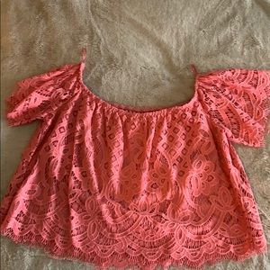 Off the shoulder crop lace top
